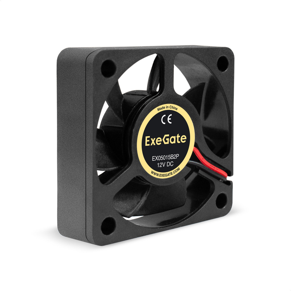 Вентилятор 12В DC ExeGate EX05015B2P (50x50x15 мм, 2-Ball (двойной шарикоподшипник), 2pin, 6000RPM, 33dBA)