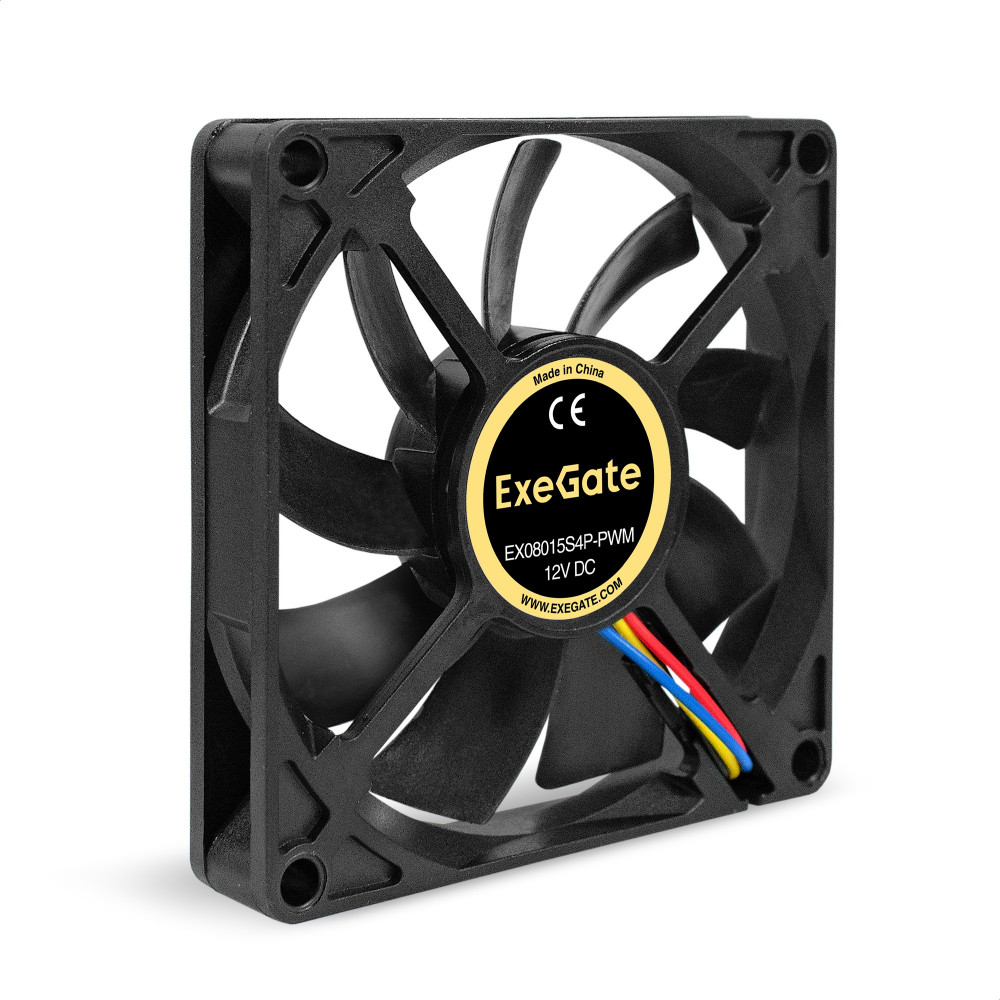 Вентилятор 12В DC ExeGate EX08015S4P-PWM (80x80x15 мм, Sleeve bearing (подшипник скольжения), 4pin, PWM, 0-2500 RPM, 25.5dBA)