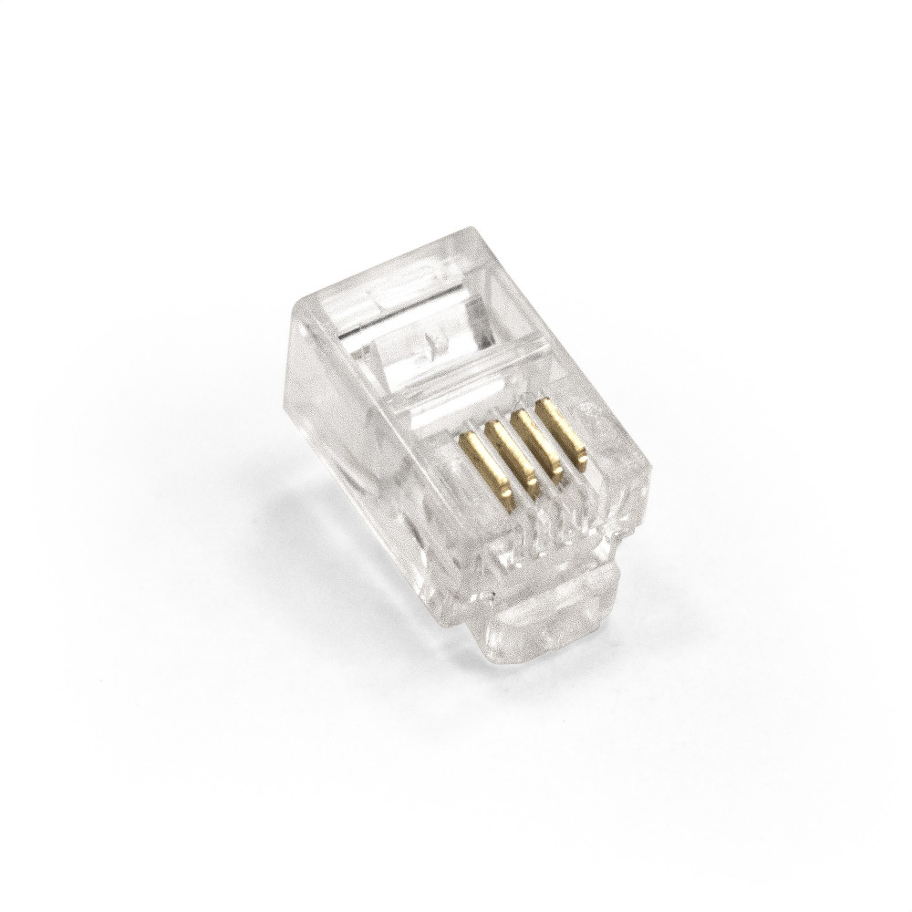 Коннектор ExeGate PL11-4P4C-100 RJ-11 телефонный разъем (4P4C), золотое напыление (100шт)