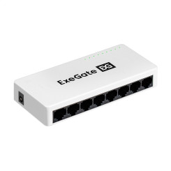 Коммутатор неуправляемый ExeGate EDES-1008C (8-портовый UTP 10/100Mbps, с функцией энергосбережения (Green Ethernet Technology), настольный/настенный)