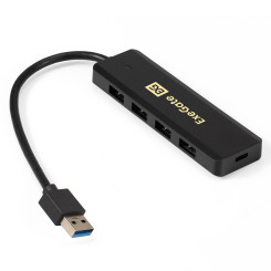 USB-Хаб (концентратор) 4-в-1 ExeGate DUB-4P/1 (кабель-адаптер USB3.0 --> 4xUSB3.0, доп. разъем USB Type-C для подключения источника питания, Plug&Play, черный)