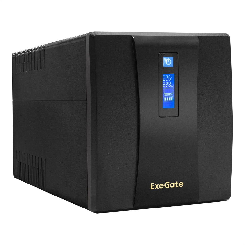 ИБП ExeGate SpecialPro Smart LLB-1200.LCD.AVR.4SH.USB (1200VA/750W, LCD, AVR, 4*Schuko, USB, батарея 12V 7.5Ah - 2 шт., Black)