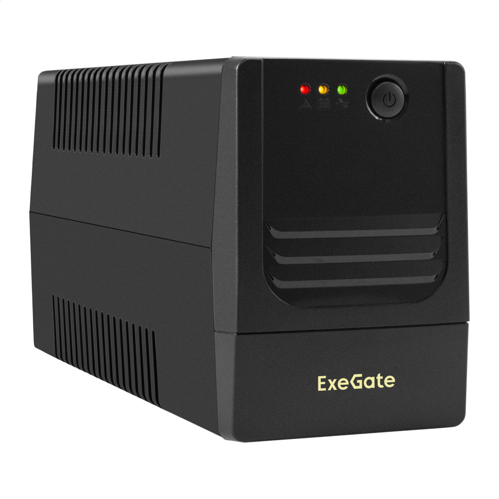 ИБП ExeGate Power NB-650.LED.AVR.2SH.USB (650VA/390W, LED, AVR, 2*Schuko, USB, батарея 12V 7.2Ah, Black)