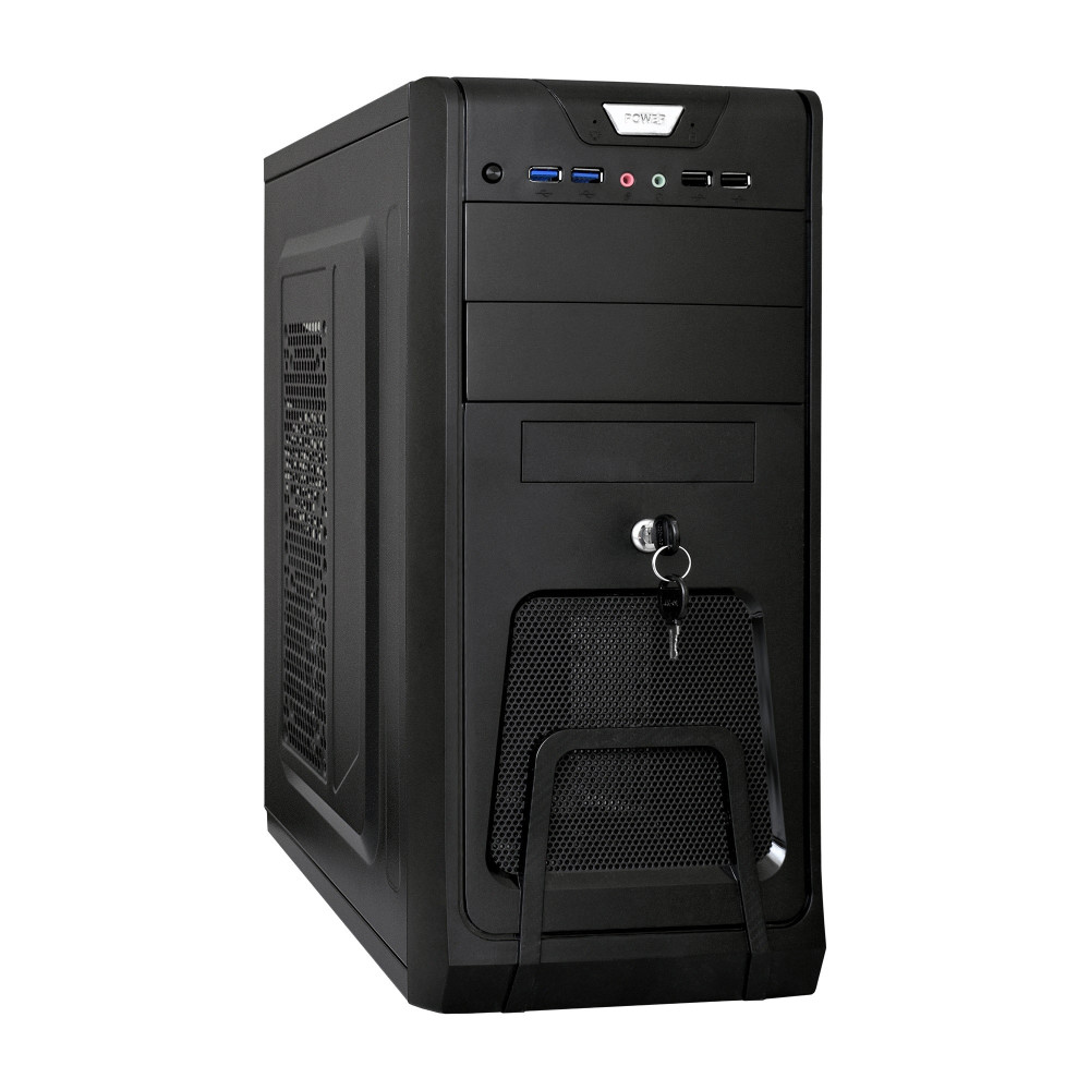 Корпус Miditower ExeGate CP-603UB (ATX, без БП, 2*USB+2*USB3.0, аудио, блокировка, черный) (царапины)