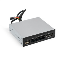 Картридер USB2.0 ExeGate <CR-415> 3.5", мультиформатный: CF/SD/MMC/MS/MS Duo/MS pro/T flash, черный, металл