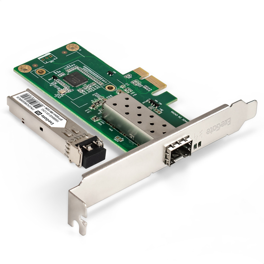 Комплект: Сетевой адаптер SFP ExeGate EXE-i210-F1 + Трансивер Multi-Mode до 550м EXT-1G-MM850-LC2-550M (EX296228RUS: PCI-E x1 v2.0, порты 1x SFP (10/100/1000Mb/s), Gigabit Server NIC Intel Chipset I210-F1 + EX298329RUS: Tx:850/Rx:850 нм, до 500 м, разъем 