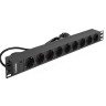 Блок розеток с кабелем с евровилкой ExeGate ServerPro PDU-19H902 Al-9S-EU1.8CU (19", 1U, Алюминий, 9 Schuko, кабель с евровилкой VDE-250V-16A-3*1.5mm2, медь, 1.8 метра, индикатор питания, черный, RTL)