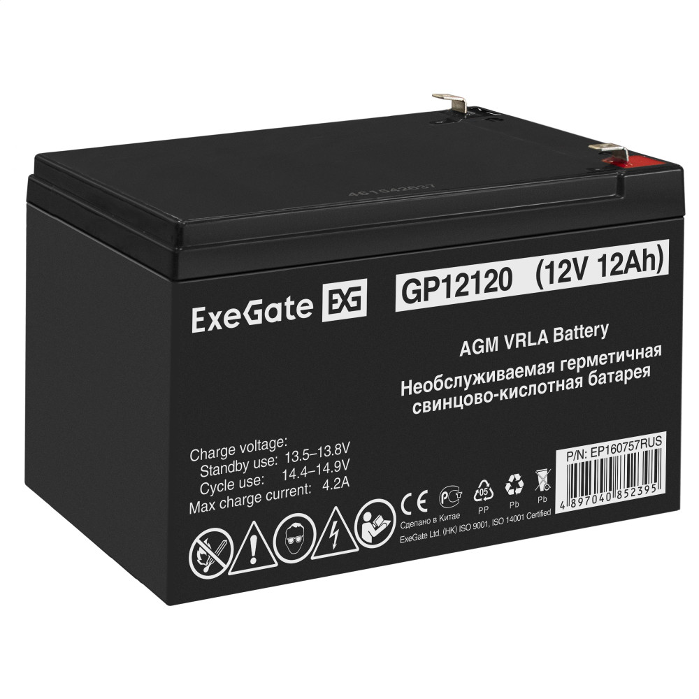 Аккумуляторная батарея ExeGate GP12120 (12V 12Ah, клеммы F2) Аккумуляторная батарея ExeGate GP12120 (12V 12Ah, клеммы F2)