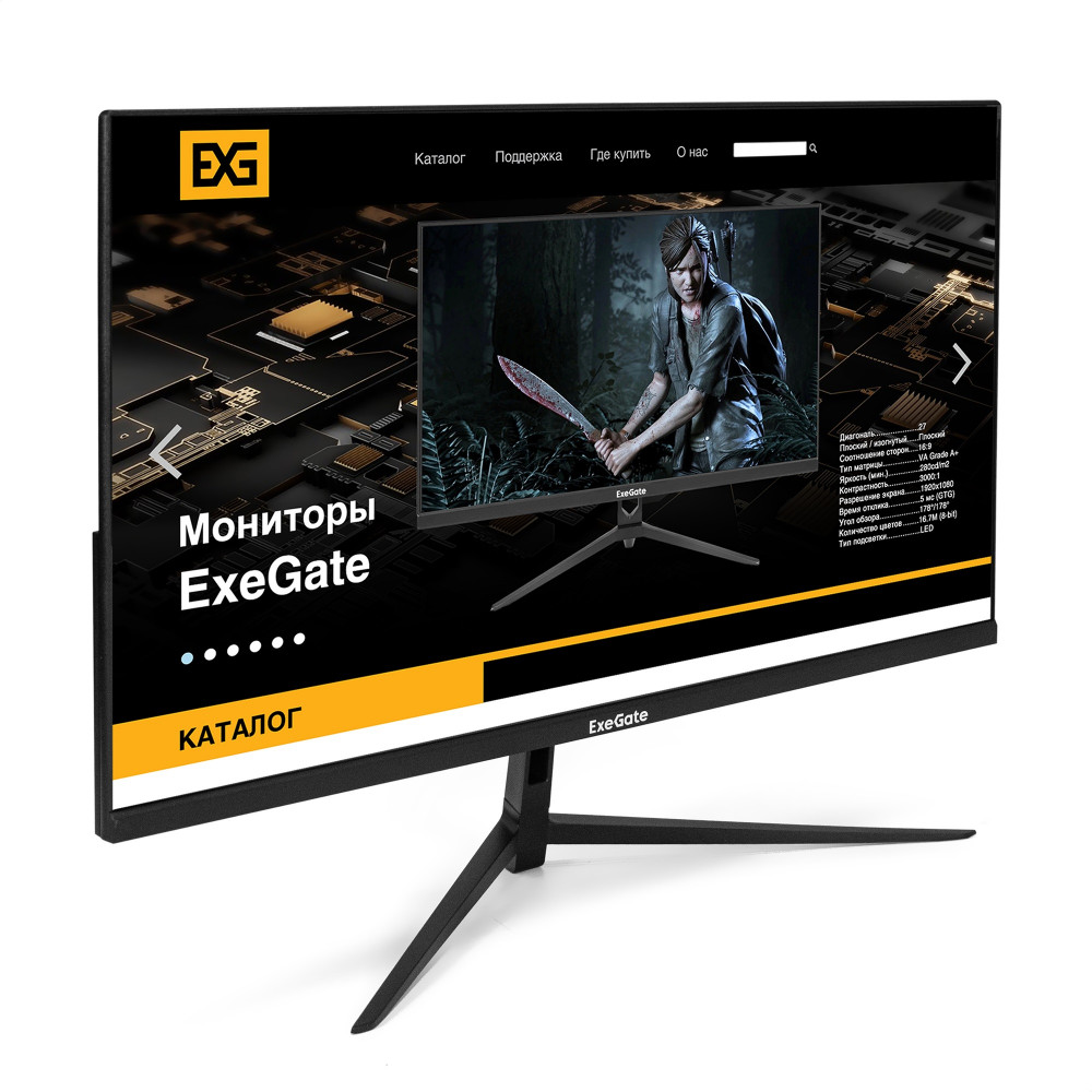 Монитор 21.5" ExeGate ProSmart EV2207 (VA LED Grade A+, FHD, 1920x1080@75Гц, 16:9, 250cd/m2, 3000:1, 178°/178°, 5ms, D-Sub, HDMI, Flicker-free, кабель HDMI 1.5м, VESA 75x75, регулировка наклона (tilt), черный)