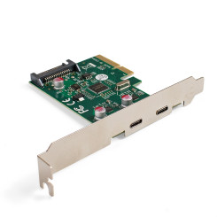 Контроллер ExeGate EXE-313 2x Type-C 10Gbps ASM3142 (PCI-E x4 v3.0, 2*USB3.1 Gen2 Type-C ext., SuperSpeed+ скорость до 10 Гбит/с, разъем доп.питания, ASMedia Chipset ASM3142)