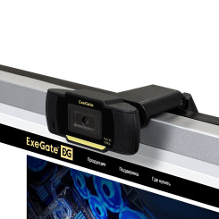 Веб-камера ExeGate GoldenEye C920 Full HD (2Мп, 1920х1080, 1080P, 30fps, фиксированный фокус, микрофон с шумоподавлением, универсальное крепление, USB, кабель 1,5 м, Windows® 7/8/10/11, Mac OS 10.6 и выше, Chrome OS™, Android 5.0 и выше, черная, RTL)