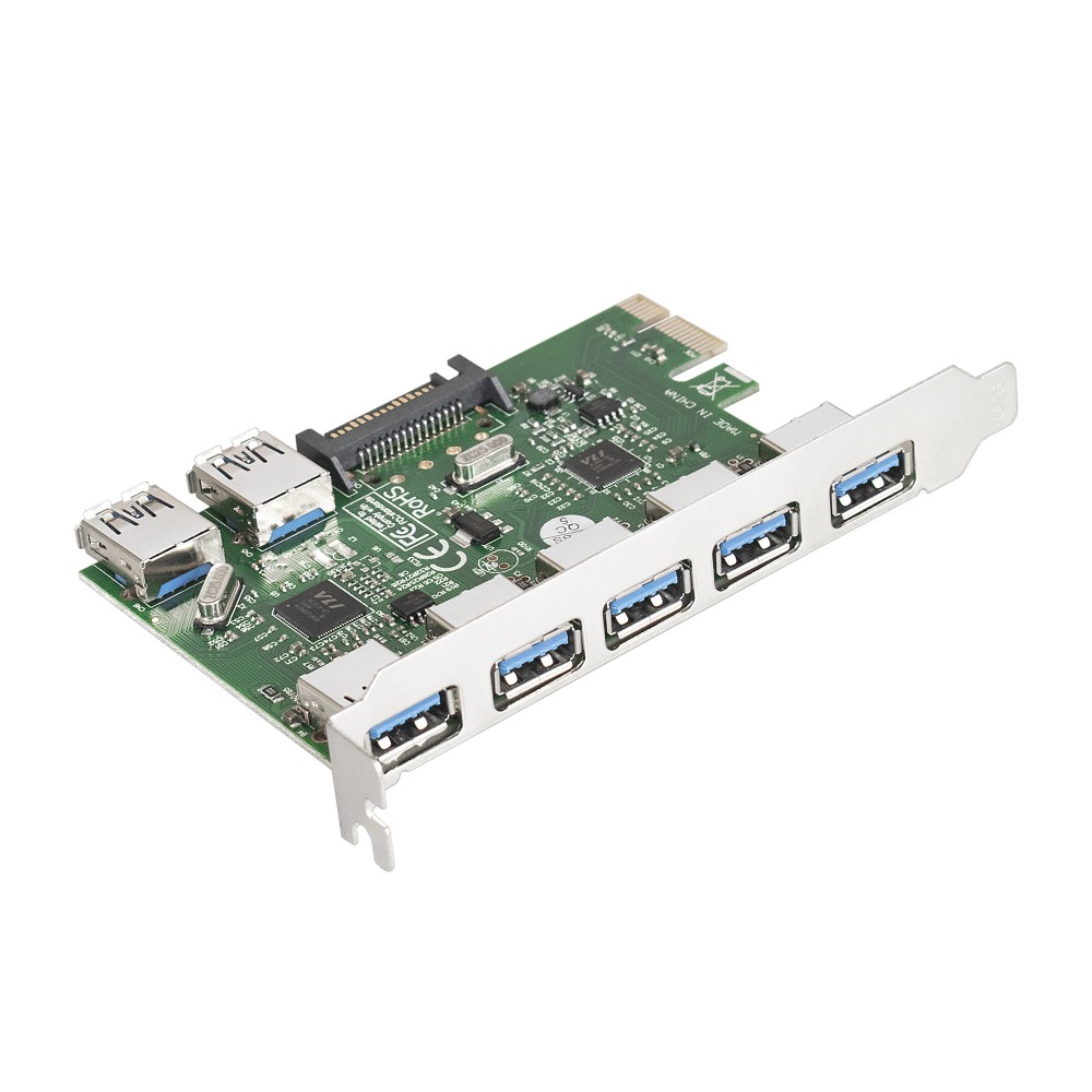 Контроллер ExeGate EXE-317 (PCI-E x1 v2.0, 5*USB3.0 ext. + 2*USB3.0 int., разъем доп.питания, VIA Labs Chipset VL805)