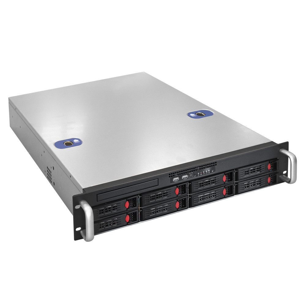 Серверный корпус ExeGate Pro 2U550-HS08 <RM 19", высота 2U, глубина 550, БП 1U-1000ADS, 8xHotSwap, 2xUSB>